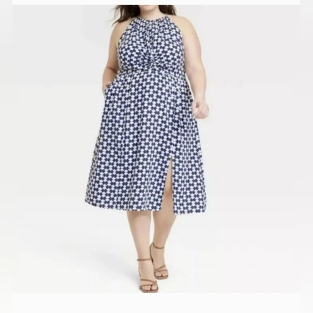 SOLD PLEASE DONT SHARE White LINEN and RAYON Blend Midi Dress Coastal Chic - Picture 7 of 8
